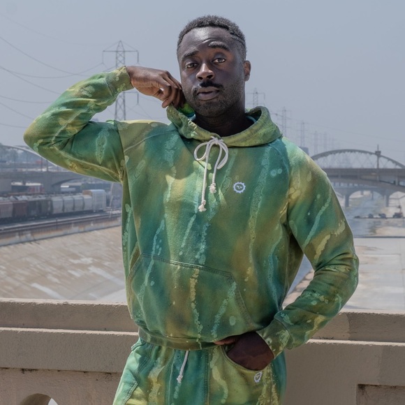 🎉HOST PICK🎉NWOT Big Bud Press Hand-Painted Sweats Hoodie Green Moss Unisex - Picture 2 of 13